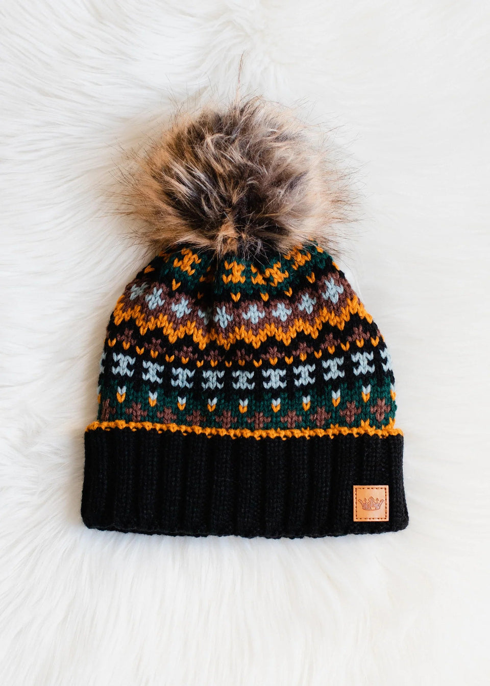 Black, Mustard Pom Hat | petite shops