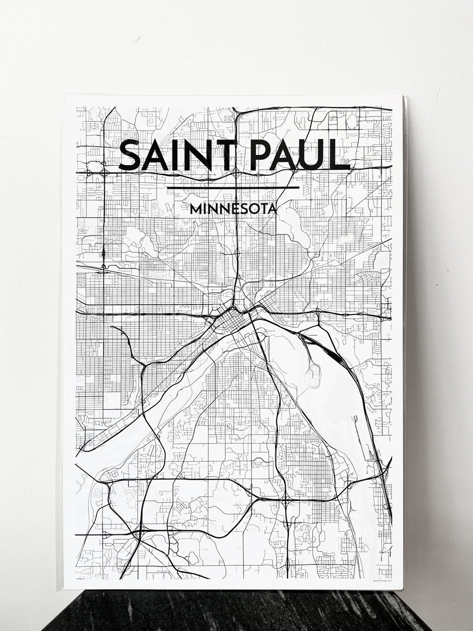 Saint Paul City Map- Black & White