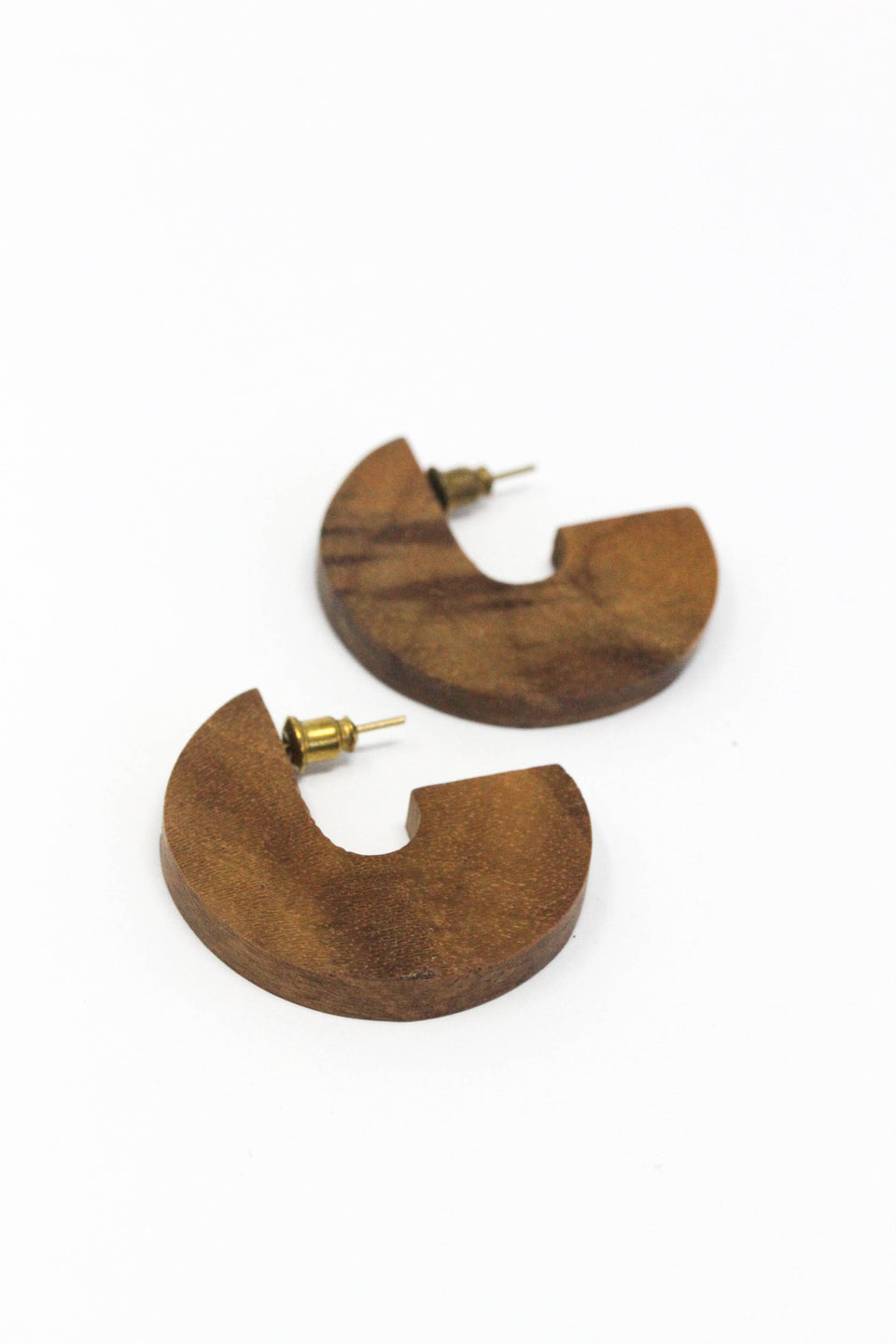 Wood Disc Earrings - Teak Wood: Large 2"