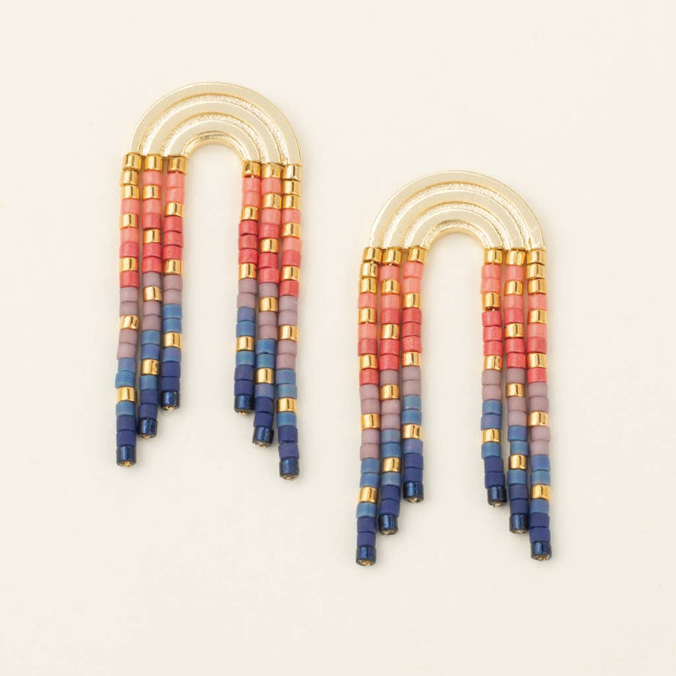 Chromacolor Miyuki Rainbow Fringe Earring - Multi/Gold