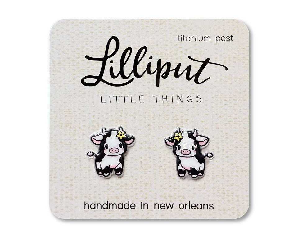 Baby Cow Earrings // Farm Animal Earrings