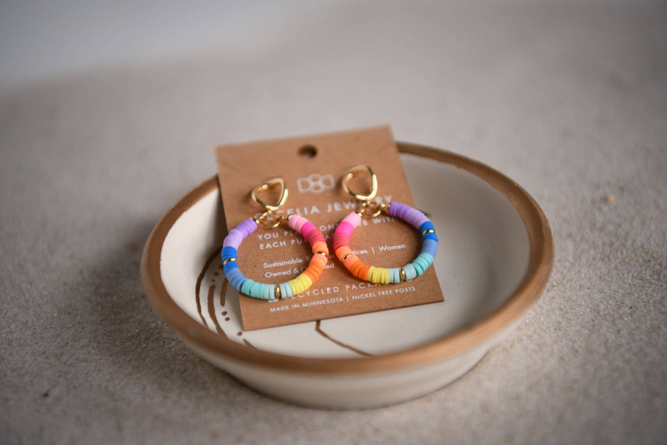 Gold Plated Organic Prismatic Small Hoop: Rainbow