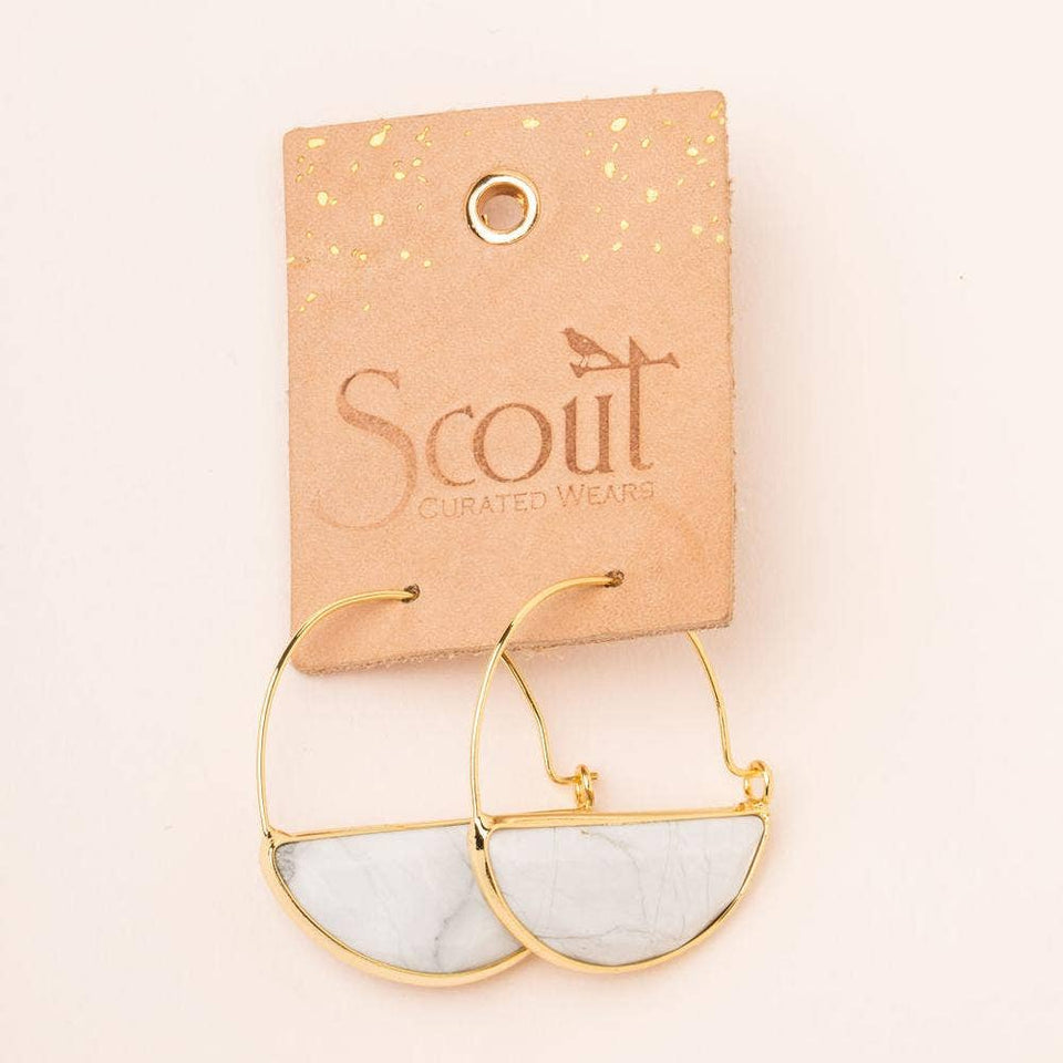 Stone Prism Hoop - Blue Howlite/Gold