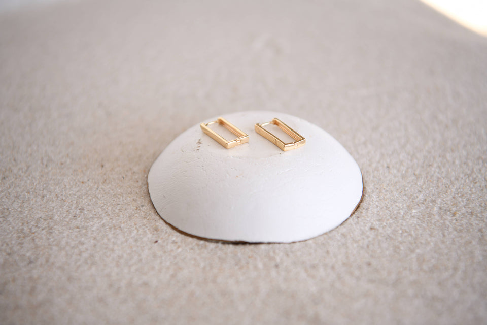 Gold-Plated Stainless-Steel Earrings: Gold Rectangle