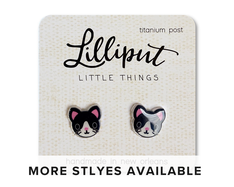 Kitty Cat Earrings : Tuxedo