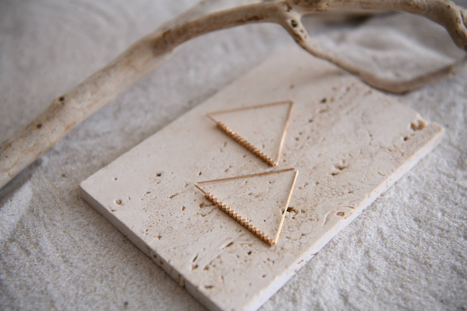 Gold Filled Triangle Hoop Earrings Lightweight Minimalist : Small Triangle Hoops