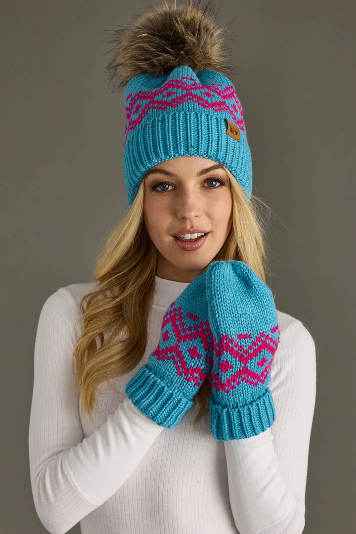 Pink & Blue Patterned Mittens