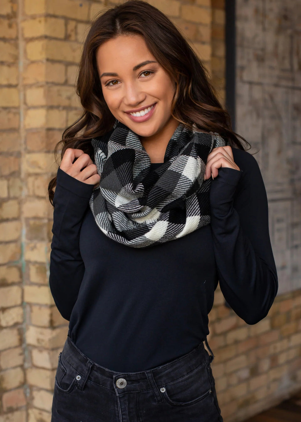 Black and deals white infinity scarf