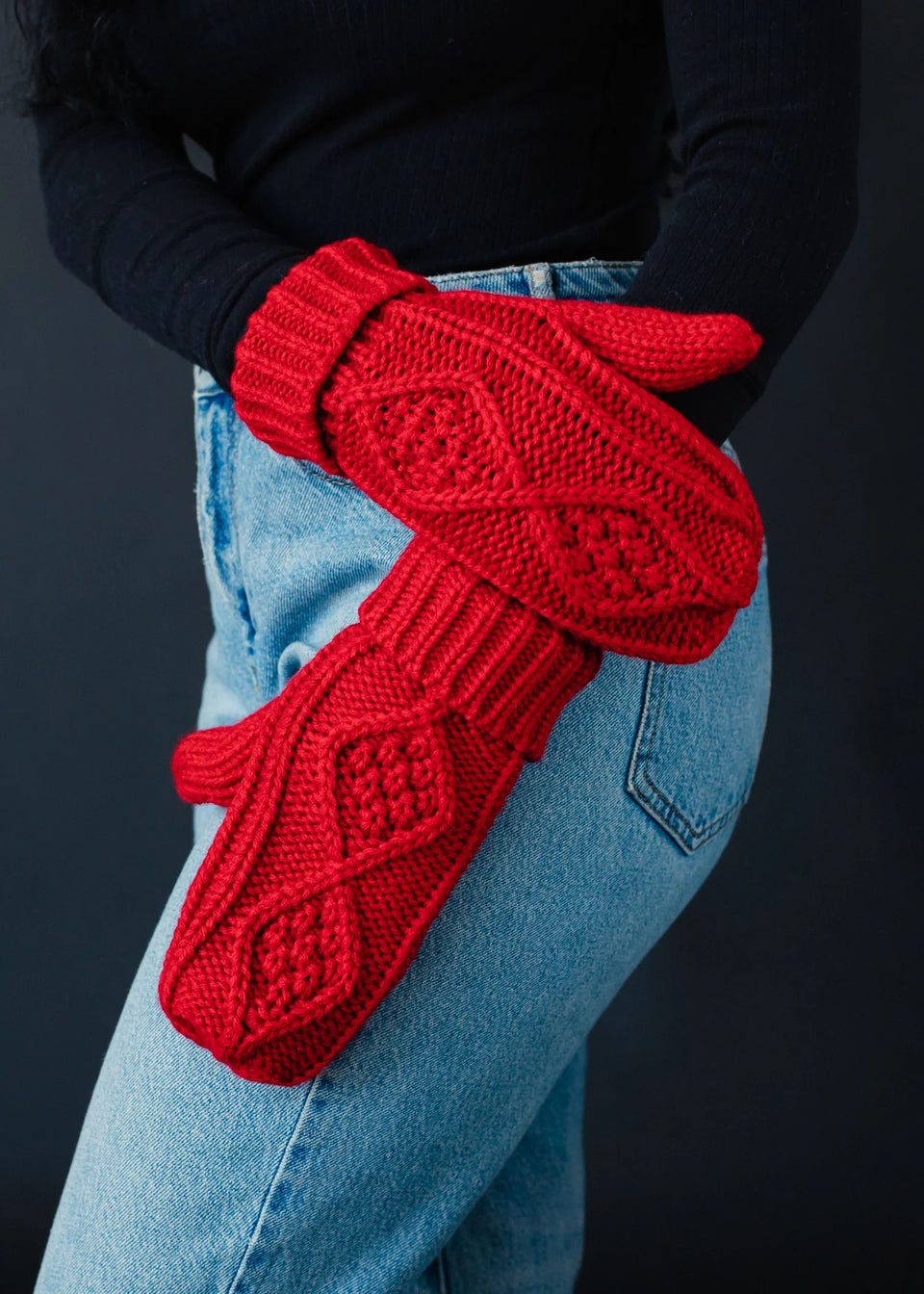 Red Cable Mittens