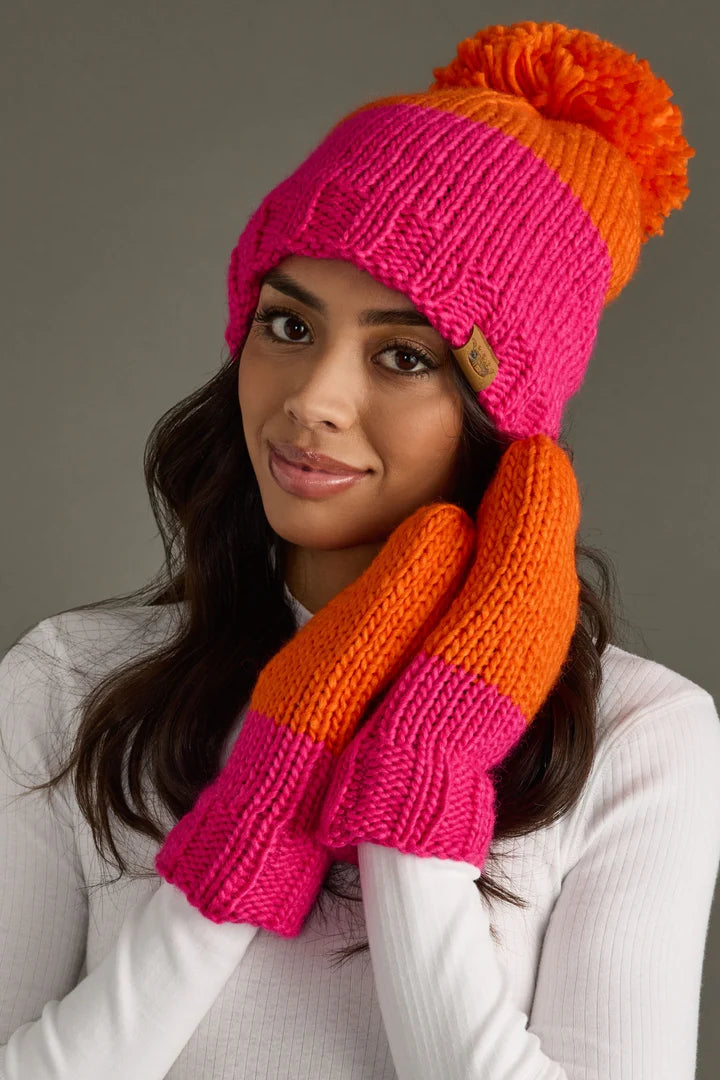 Pink & Orange Color Block Mittens
