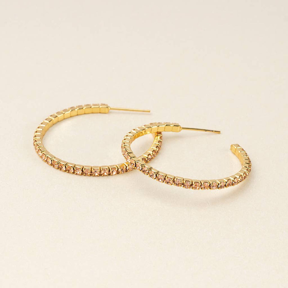 Sparkle & Shine Sm Rhinestone Hoop Earring - Champagne/Gold