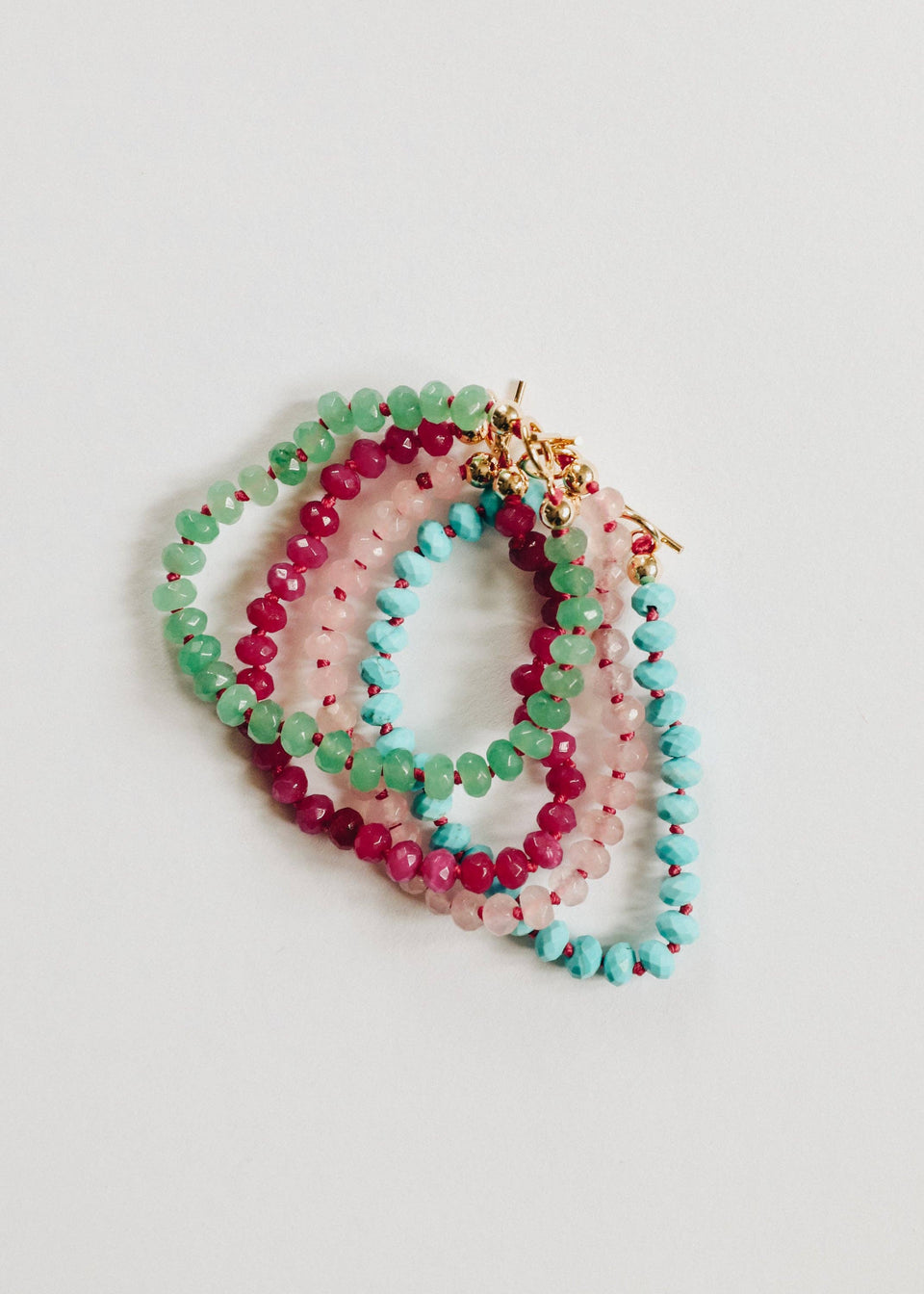 Pink Jade + 14k Gold Filled Toggle Clasp Gemstone Necklace: 16" Necklace