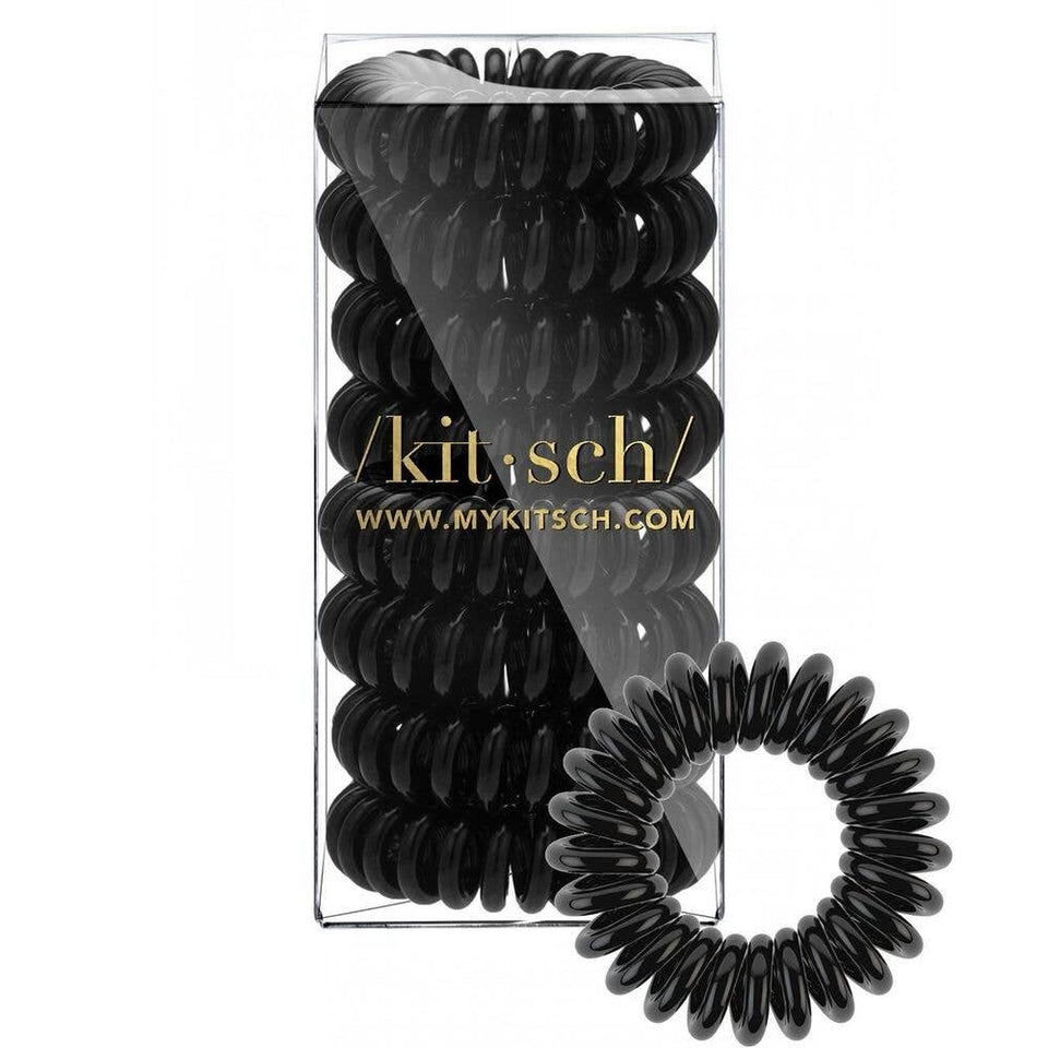 Spiral Hair Ties 8 Pack - Black | petite shops