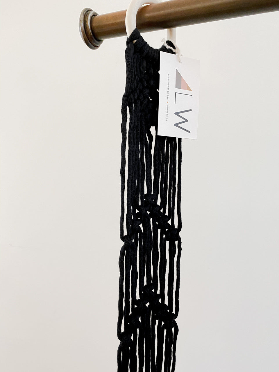 black macrame hanging planter Macrame Wall Plant Hanger- black petite shops – petite salon & shops