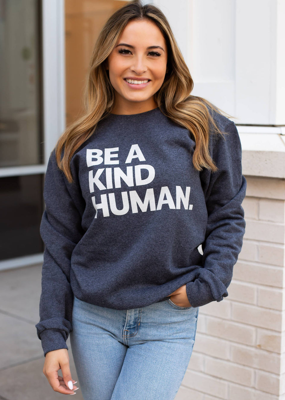 Be A Kind Human Sweatshirt - Black | petite shops