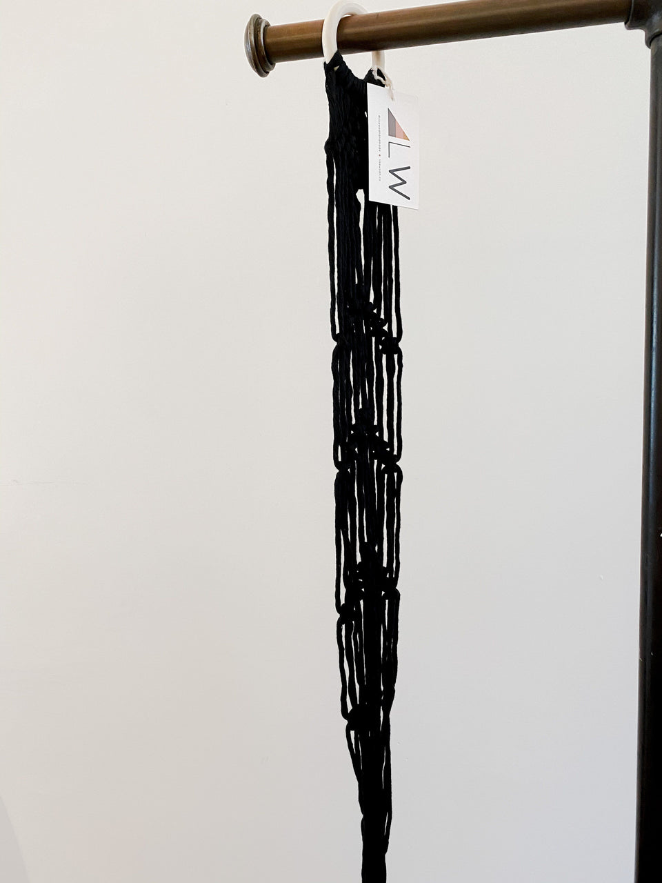 plant hanger black Macrame Wall Plant Hanger- black petite shops – petite salon & shops